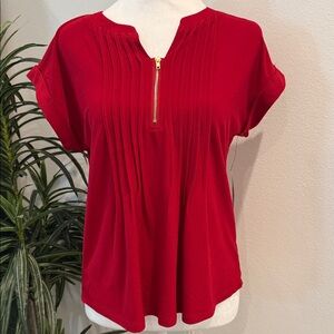 Love Scarlett Ruby Red Top Blouse Relaxed Fit Short Sleeve S
